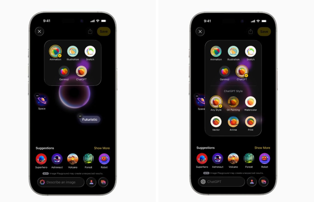 Genmoji và Image Playground giúp người dùng sáng tạo hình ảnh mới từ cảm xúc, Genmoji và mô tả yêu thích.