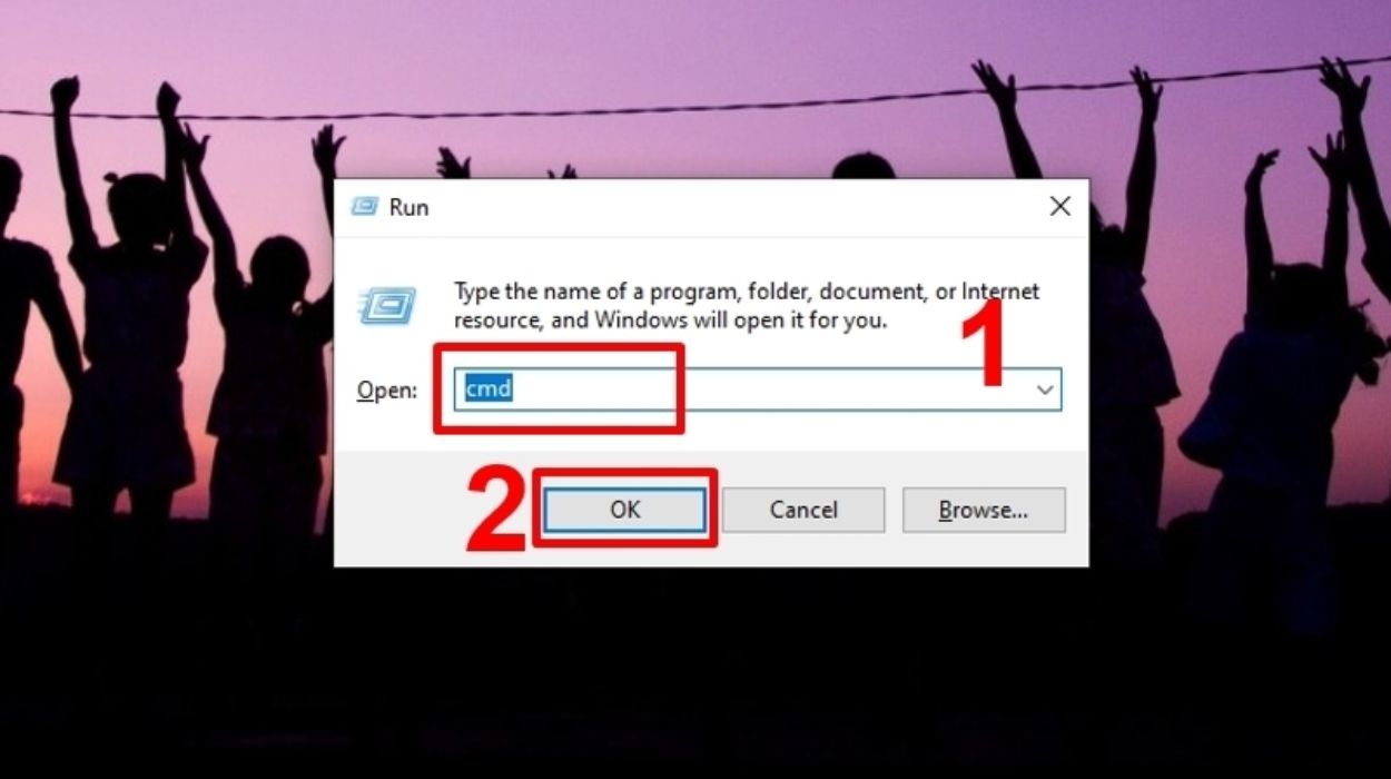 Truy cập Command Prompt và nhập cmd để tiếp tục thao tác