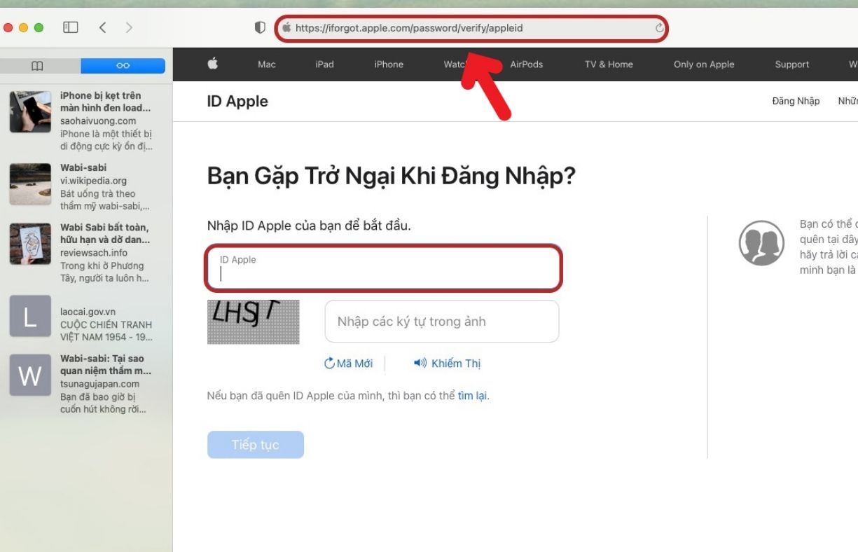 Truy cập trang web https://iforgot.apple.com → nhập ID Apple (iCloud)