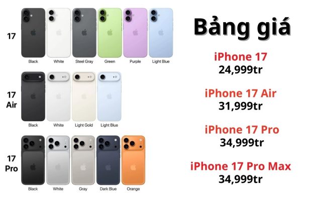 Bảng giá iPhone 17 chính thức tại Việt Nam