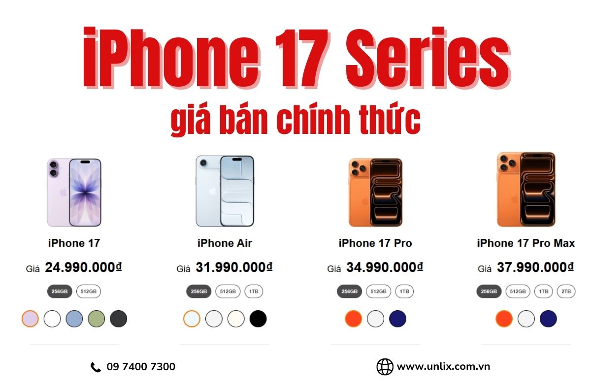 Giá bán chính thức iPhone 17 Series