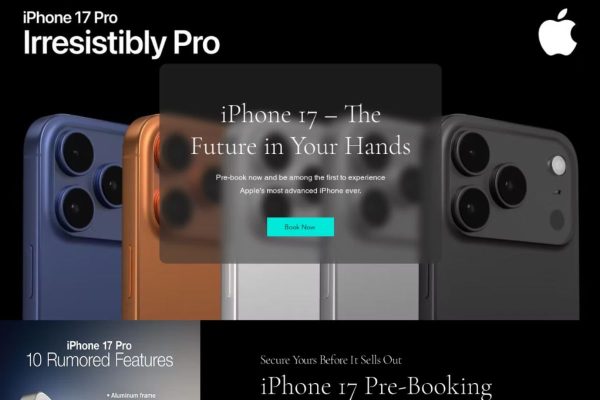 Kẻ gian tạo trang web giả mạo Apple, chèn nút 'Đặt hàng ngay' dẫn người dùng tới biểu mẫu nhằm thu thập thông tin tài chính.