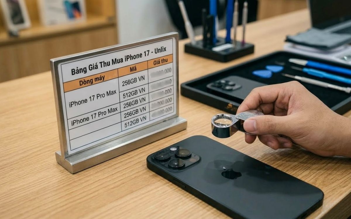 Bảng giá thu mua iPhone 17 mới nhất tại hệ thống Unlix