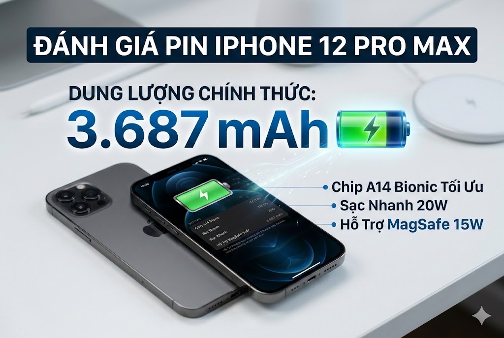 Chi tiết dung lượng pin iPhone 12 Pro Max