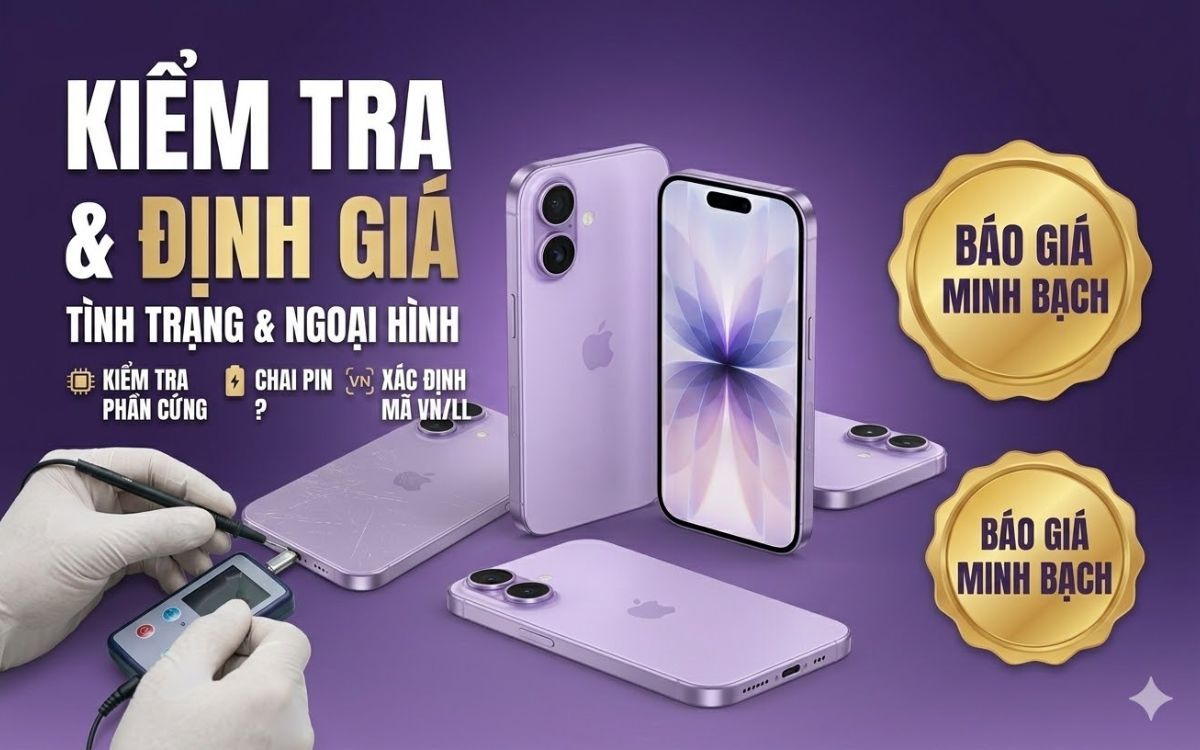 Kỹ thuật viên Unlix sẽ kiểm tra tình trạng pin và ngoại hình iPhone 17 để định giá chính xác.