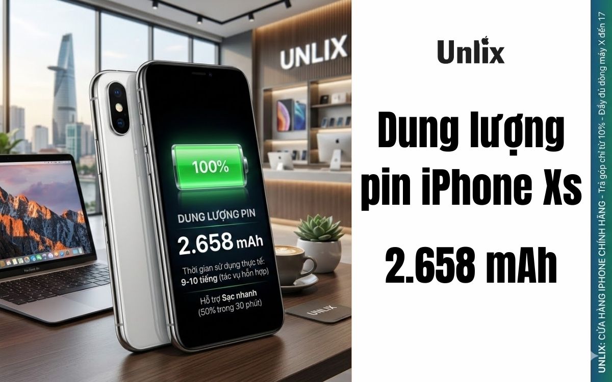 Dung lượng pin iPhone Xs là 2.658 mAh