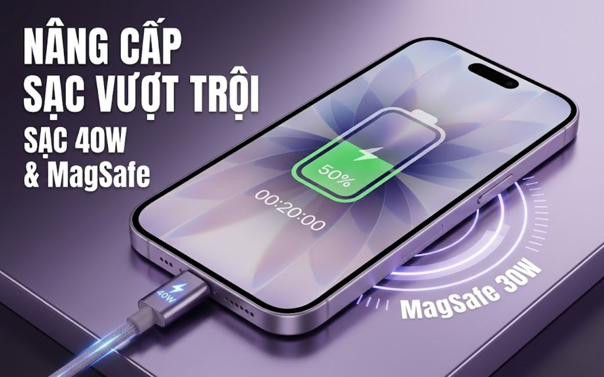 Nâng cấp sạc vượt trội trên iPhone 17 tới 40W