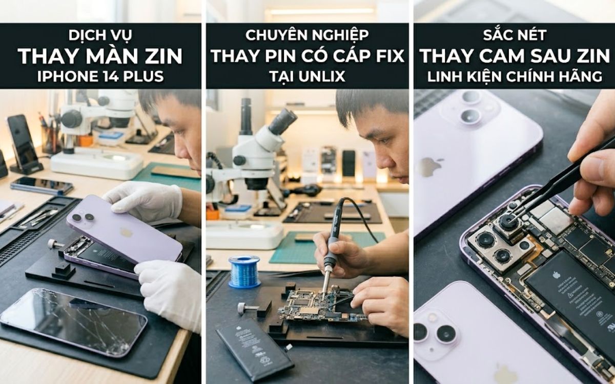 Sửa chữa các lỗi thường gặp trên iPhone: thay pin, thay màn hình, thay vỏ, thay cam,...